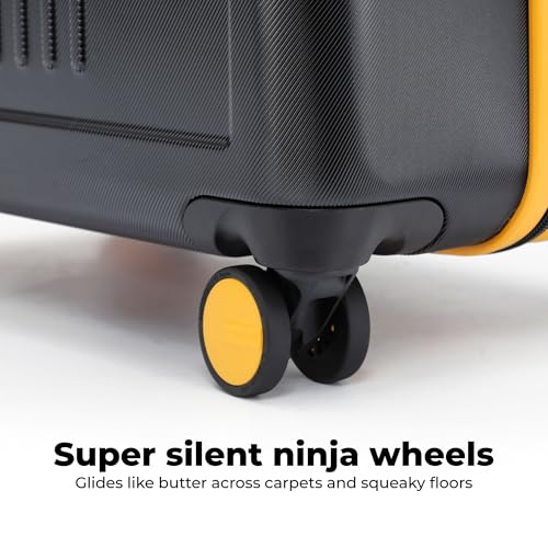 Image of MOKOBARA The Transit Luggage Set of 3 | 40L, 65L & 100L Capacity | Polycarbonate Hardshell | Silent Hinomoto Wheels | for All Travel Needs | Black | Money Moves Sunray