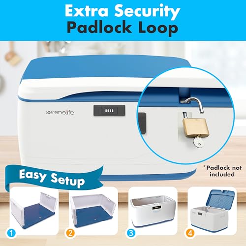 Serene Life Locking Storage Container Bin - 5 Gallon Large Capacity - Stackable Storage Tote Deck Tough Box - Durable Plastic Household Organizer Bins with Lid, Combination Lock Security - SLSBIN10, Blue by SereneLife - Image 4