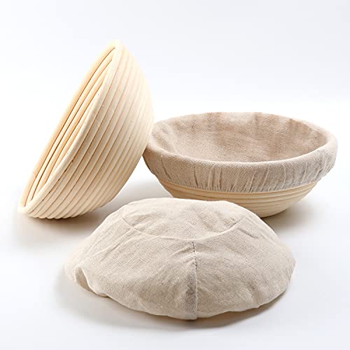 Panier de fermentation de pain, 2 pièces, en rotin naturel, pour pâte à pain ronde de 23 x 8 cm