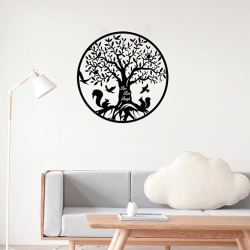 LIUCONGBD Baum des Lebens Wandkunst Dekor, 30cm Metall Vogel Wandkunst Dekoration, Round Lebensbaum Wanddekoration, Wand Skulptur Hängen für Garten Wohnzimmer Indoor Outdoor Haus Dekoration
