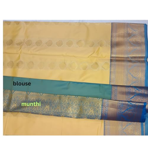 Generic yellow kanchipuram silk saree in soft silk – image 5