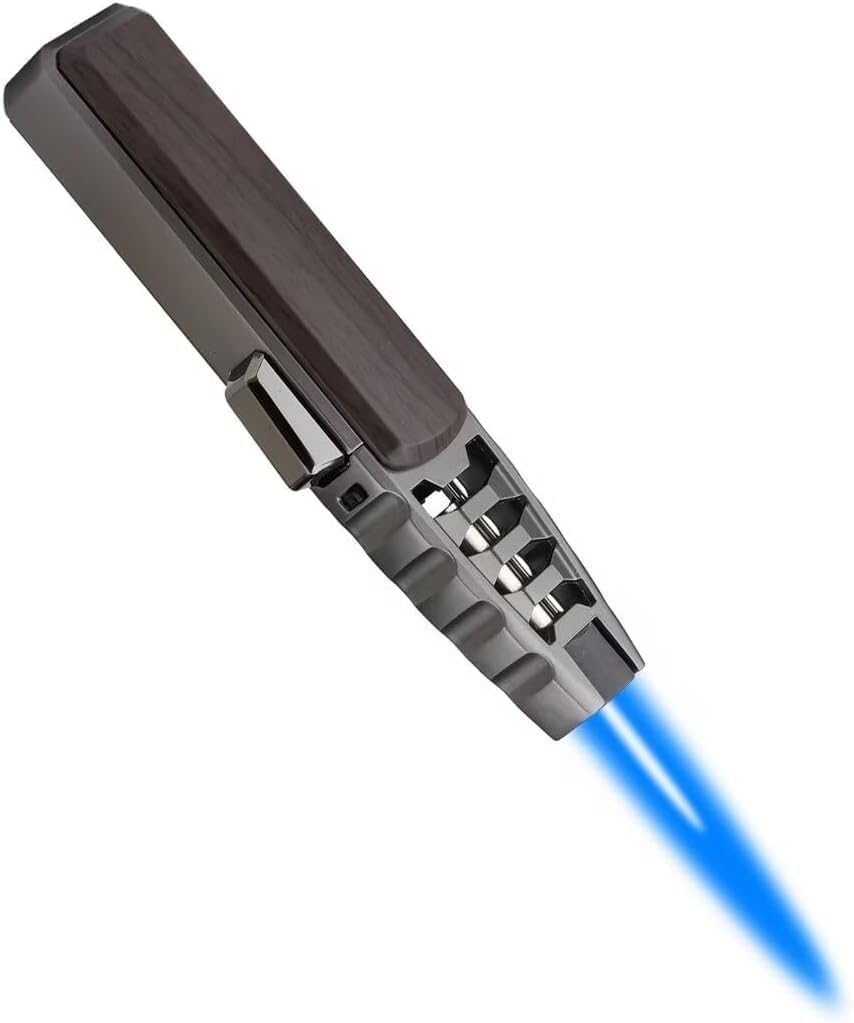 Brightfire Refillable Torch Lighter,Bright Fire Lighter，Brightfire Lighter for Baking, Windproof Straight Torch Blue Flame Lighter，Grill Lighter(Brown)