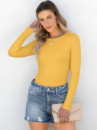 Image of ANRABESS Women Long Sleeve Shirts Rib Knit Slim Fit Tops Basic Tee Spring Outfits Casual T-Shirt Underscrubs Layer Clothes
