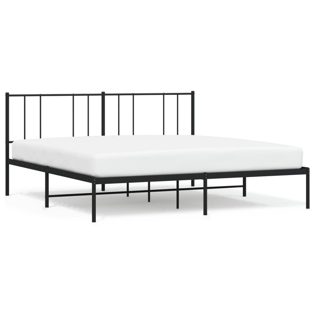 Telaio letto con testiera in metallo nero 180 x 200 cm Cornice da letto per soggiorno Struttura del letto dell'hotel Telaio per camera da letto Adatto per camera da letto