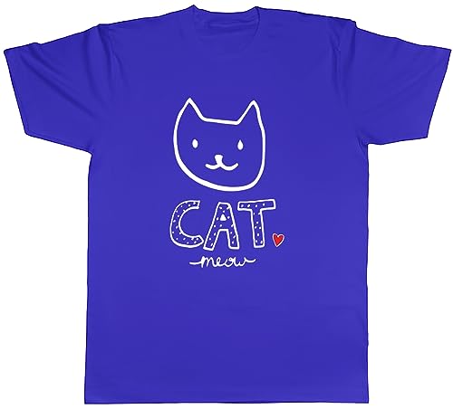 Image of Shopagift Cat Meow Mens T-Shirt Pet Kitten Cat Lover Tee Gift Blue