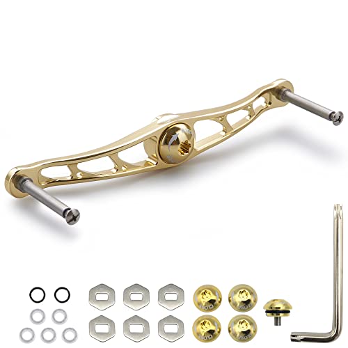 HEIGHTEN 105mm/115mm/120mm/130mm Fishing Reel Handle Without Knob for Shimano Daiwa Baitcasting Reel Power Handle Crank Accessory (Gold, 115mm) (0235)