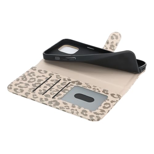 Image of for iPhone 14 Case Wallet with Card Holder,for iPhone 13 Wallet Case for Women Men,PU Leather Shockproof Magnetic Buckle Stand Flip Phone Case-Beige Leopard