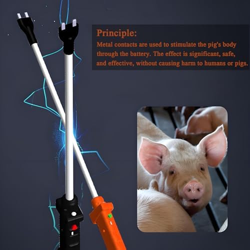 Cattle Prod, Rechargeable Electric Livestock Prod with 2 LED Lights, Waterproof Animal Prod for Livestock Management and Farm Ranch Herding, Cattle Prod with Flexible Shaft for Cows, Hogs, Dogs, Goats - 3