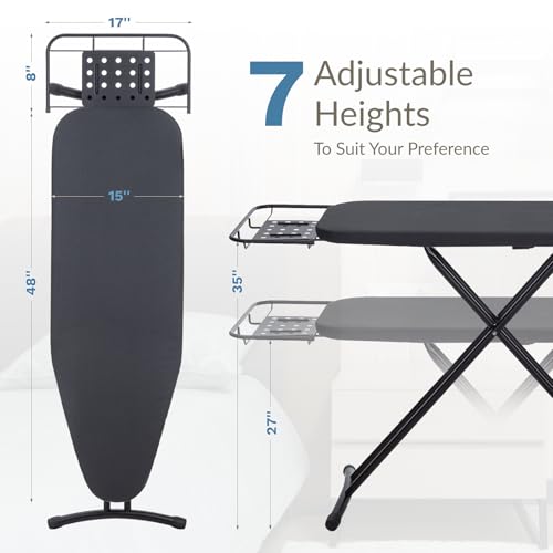 Ironing Board 48x15 with Retractable Iron Rest, RAINHOL Heavy Duty Full Size Iron Board, Sturdy Wide Ironing Boards with Thick Padding Cover, Height-Adjustable, Stable Iron Stand - Image 3