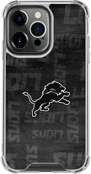 Skinit Clear Phone Case Compatible with iPhone 16 Pro - Officially Licensed NFL Detroit Lions Black & White Design