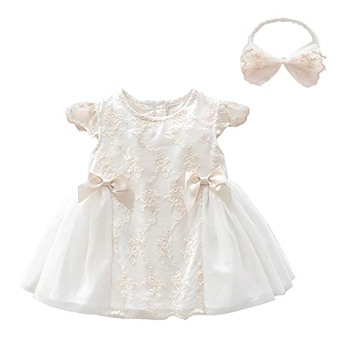 Hoolchean Baby Infant Girls Lace Tulle Occasion Dress With Headband (Off White, 66: 0-6 Months) #TOP14