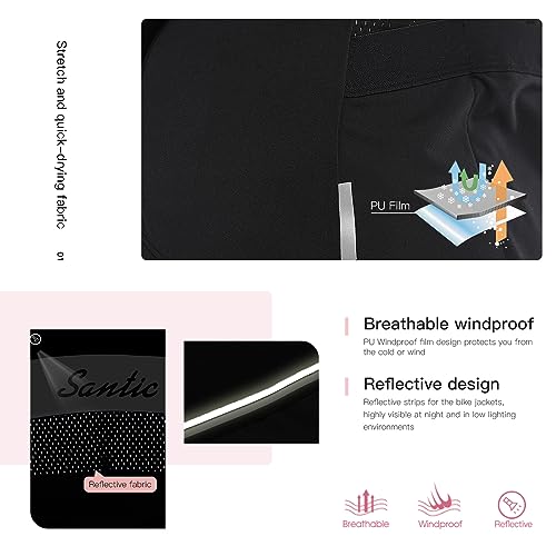 Santic Jaqueta feminina de ciclismo, térmica, à prova de vento, corta-vento, reflexiva, leve com bol