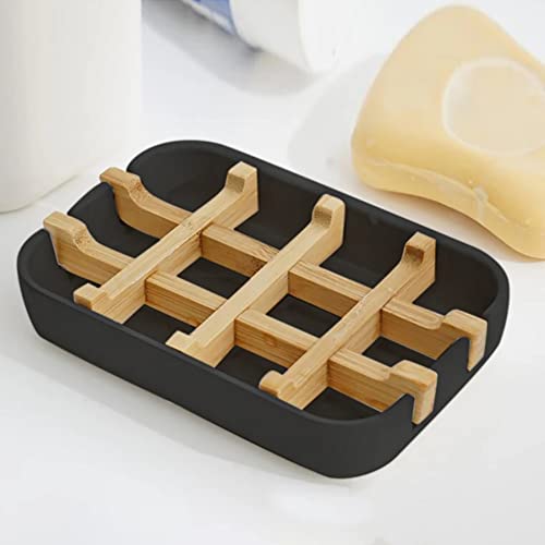 Runlyn 2Pcs Of A Set Bamboo Wooden Soap Dishes For Bar Soap, Bathroom Soap Dish, Bathtub Shower Tray, Bamboo Soap Dishes Holder For Bathroom Shower, Bathroom Sink Soap Dish (Black) #TOP3