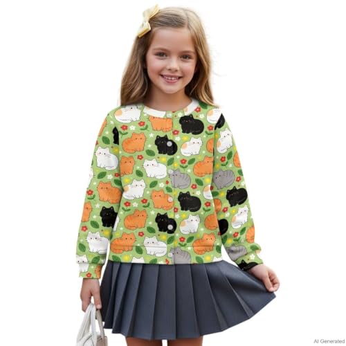 Image of Girls Cardigans Sweater Long Sleeve Crew Neck Button Down Sweaters School Outerwear for Kids Fall Winter Tops