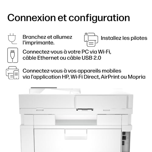 HP Color LaserJet Pro MFP 4302dw, 4RA83F, Imprimante Multifonction A4, Impression Recto Verso Automatique, 33 ppm , USB, Wi-Fi, Ethernet, Copie, Numérisation, ADF, Écran tactile 4,3", Bleu