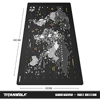 Titanwolf - XXXL Übergröße Mauspad 1600x800 mm - XXXL Großformat - Schreibtischunterlage - gummierte Rückseite - rutschfest und abwaschbar - Gaming - Präzision und Geschwindigkeit - Weltkarte – Ansicht 2