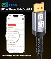 Sniokco 80Gbps DisplayPort Kabel 2.1 1.5Meter VESA-Zertifiziert DP Kabel – Ansicht 2