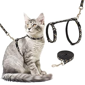 SCIROKKO Adjustable Cat Harness and Leash Set Escape Proof Vest Harness for Kitties Walking Outdoor