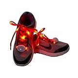 Flammi LED Nylon Shoelaces Light Up Shoe Laces with 3 Modes in 5 Colors Disco Flash Lighting the Night for Party Hip-hop Dancing Cycling Hiking Skating-Type C (Red)