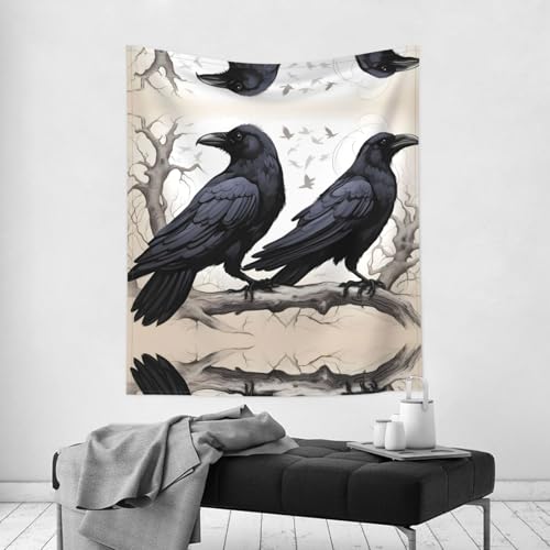 Tapiz de cuervos negros BROLEO de 152 x 129 cm para renovar paredes vacías 5