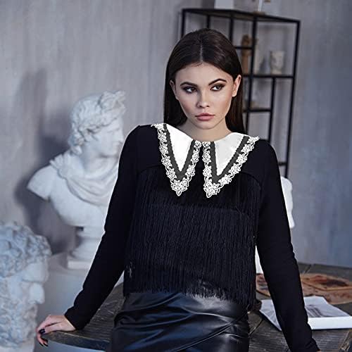 EQLEF Detachable Collar for Women, White Fake Collars Round Half Shirt False Blouse Large Lace Collar Stiffeners