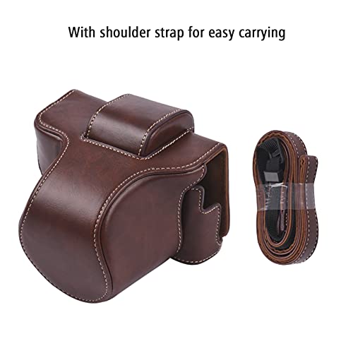 Queenser Capa de câmera de couro PU vintage Bolsa de proteção para câmera com substituição de alça p