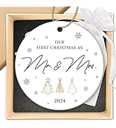 ZAGKOO Wedding Gifts for Couples 2024 - First Christmas Married Ornament 2024, Mr and Mrs Gifts, ...