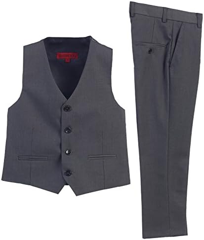 2 Piece Kids Boys Charcoal Vest and Pants Formal Set, 16