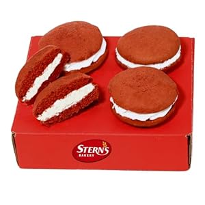 Red Velvet Cake | Whoopie Pies [4 Count] | Christmas Food Gifts | Holiday Cakes, Individually Wrapped | Christmas Desserts for Corporate Gift, Men, Women | Kosher & Nut Free | Stern’s Bakery