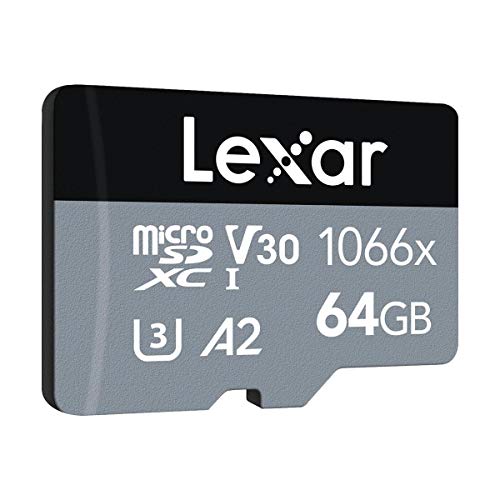 Cartão Lexar Professional 1066 x 64 GB microSDXC UHS-I com adaptador SD série Silver, até 160 MB/s d