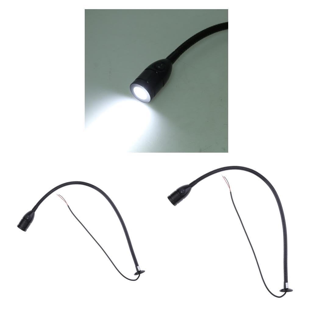 Milageto 2x Luces de Lectura de 12v 3W de Escritorio Interior Ajustable Negro