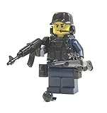  Markenwelt-Voegele Polizist Spezialeinheit aus Lego® Teilen mit Custom Zubehör mit Waffe blau schwarz