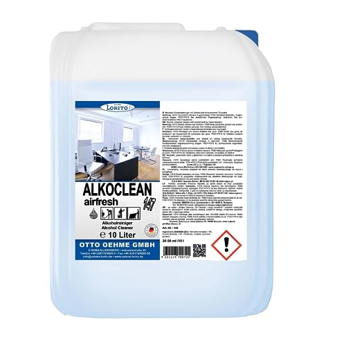 Lorito Alkoclean Airfresh, 10 Liter Konzentrat, Universalreiniger mit Alkohol, für eine streifenfreie Reinigung, Bodenreiniger für Fliesen, Keramik, Glas, Marmor, Parkett