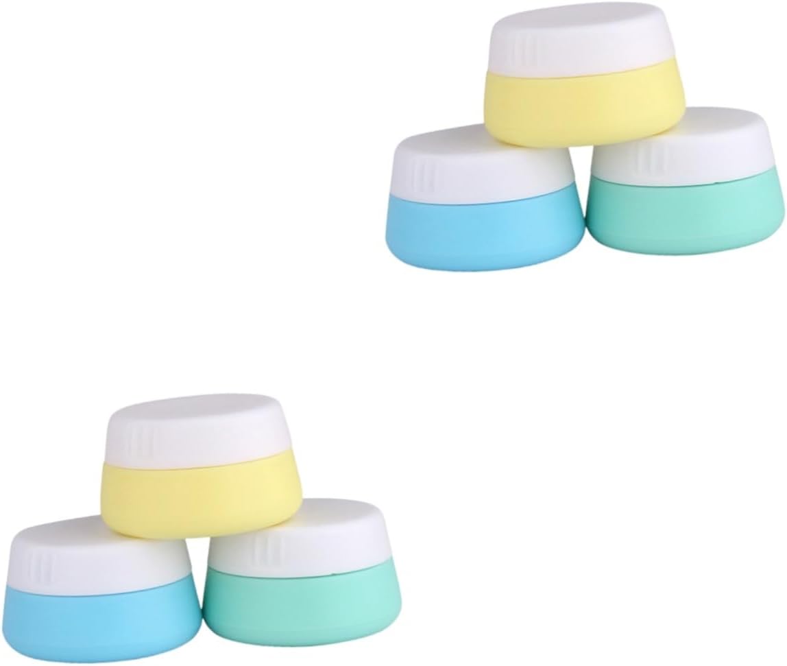 minkissy 6pcs Silicone Emulsion Jars Travel Toiletry Bottles Small Lotion Boxes Sealed Lid