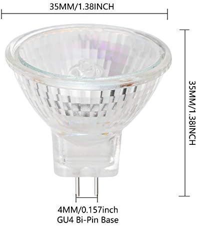 MR11 Halogen Bulbs 12V 35W GU4 Bi-Pin Base Spotlight Dimmable Glass Cover 35mm Diameter Warm White 2700KPack of 6