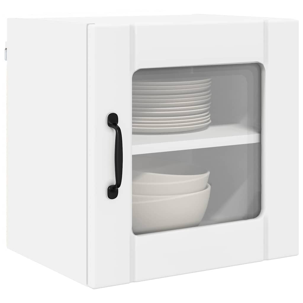 Lucca - Armadietto da parete in vetro bianco in legno 40 x 31 x 40 cm con anta, scaffale e spazio per cucina, sala da pranzo, dispensa e bar da caffè