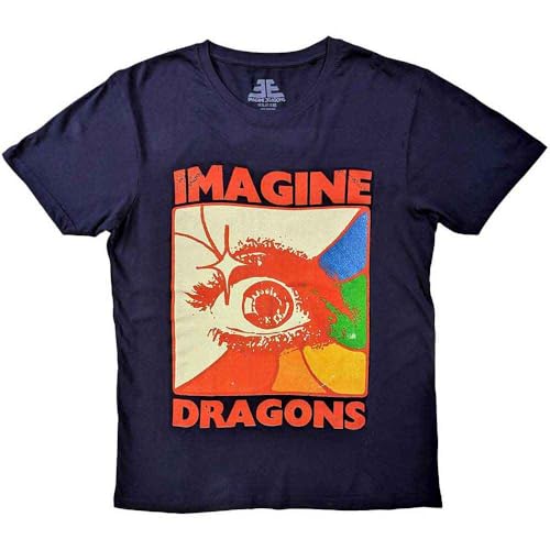 T-shirt Imagine Dragons en coton durable bleu marine avec logo Eye officiel