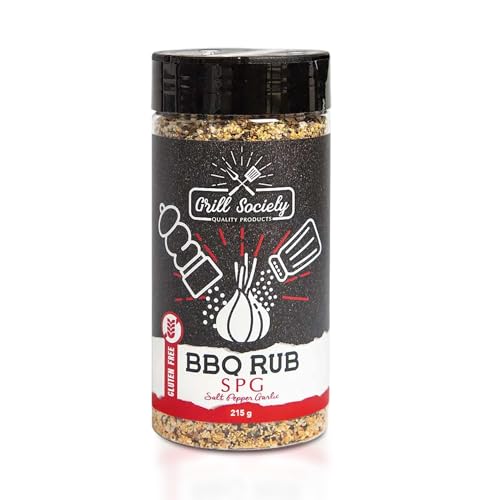 Grill Society SPG BBQ Rub, 215g – Ideal for Steak, Veggies, Poultry, Seafood, Salt Pepper Garlic Blend, Bold Flavour, BBQ Seasoning for Classic Dishes
