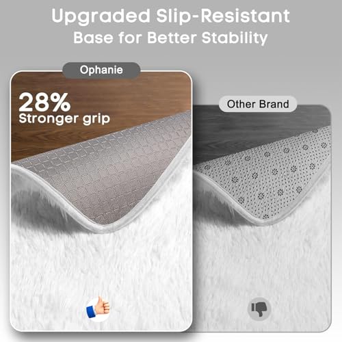 image for Ophanie 3x5 Snow White Rugs for Bedroom Fluffy, Girls Kids Baby Shaggy