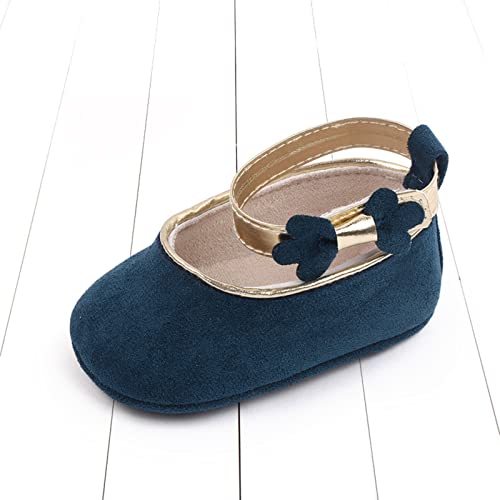 Baby Mary Jane Flats For Girls With Bowknot Cotton Bling Anti-Slip Mary Jane Flat Crib Shoes Headband Beach Sandals Blue #TOP3