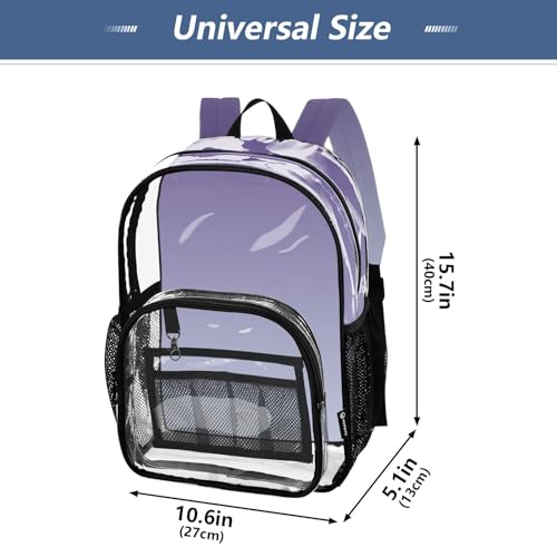 Violet Periwinkle Gradient Ombre Clear Backpack Women Cute Kids Backpack Boys Girls See through Approved Bag4