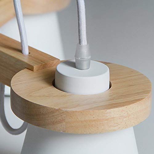 Lumière créative iron metal 4 éclairages suspension bois chic