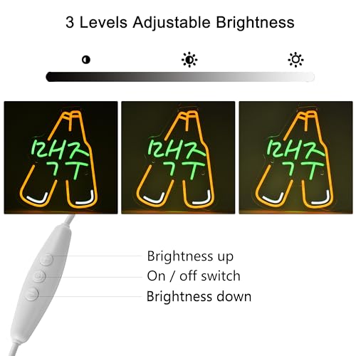 Image of Korean Beer Neon Sign,USB Powered Dimmable Wall Decor LED Light | Neon Lights Wall Art Decoration for Korean Bar Club Bistro Restaurant Man Cave Party Birthday Gift Home Decor 16.5 inch x 12.6 inch