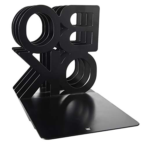 Book Ends  Decorative Metal Book Ends Supports for Bookrack Desk Black Book Ends 4 Pack