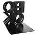 Book Ends - Decorative Metal Book Ends Supports for Bookrack Desk (Black Book Ends 4 Pack)