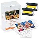 Replacement for Canon Selphy CP1500 RP-108IN Ink and Photo Paper Set for Selphy CP1500 CP1300 Printer 2 Color Ink Cassette /108 Sheet Paper 100 x 148mm