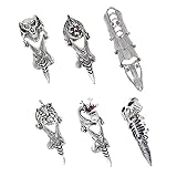 bague longue articulée argent Style Punk Vintage Raffiné: Chaque bague est finement travaillée pour affiner l'artisanat détaillé, offrant un look plus chic et exquis qu'une simple collection de bijoux, renforçant votre expression de mode personnelle