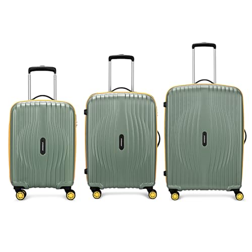 Image of Aristocrat Vortex Plus | Set of 3 Trolley Bag, 55+65+75 Cm, Small+Medium+Large Hardside Luggage | 8 Wheels, Combination Lock | Polycarbonate | 3 Year International Warranty | Thyme Green
