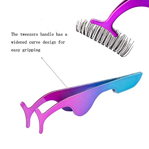 Eyelashes Tweezers Professional Eyelash Extension 3PCS False Eyelash Applicator Tool Remover Clip Stainless Steel(Black, Champagne Purple,Assorted Color)
