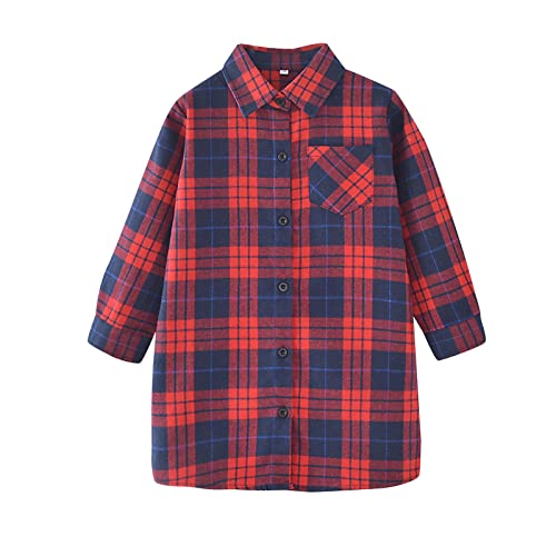 Toddler Boy Girls Shirt Jacket Fashion Cute Button Down Plaid Coat Loose Fit Long Sleeve Fall Winter3